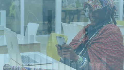 Modern Data Processing with African Tribeswoman in Office