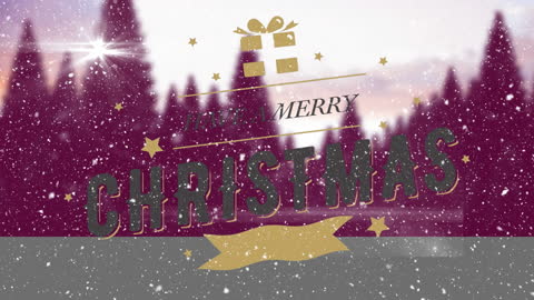 Merry Christmas Banner with Falling Snowflakes