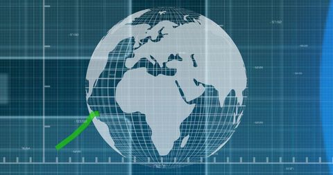 Global Business Economy Technology with Financial Data and Globe Rotation - Download Free Stock Images Pikwizard.com