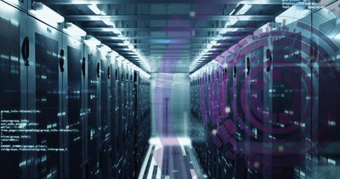 Digital Security Overlaid on Data Center Servers - Download Free Stock Images Pikwizard.com