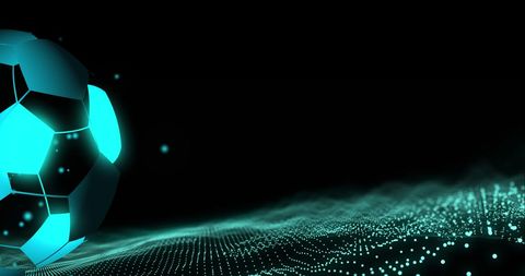 Digital Football with Futuristic Neon Glow on Blackback