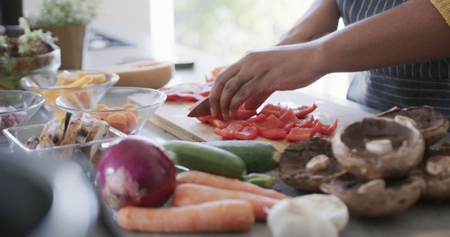 Person Slicing Vegetables in Kitchen for Healthy Meal Preparation - Download Free Stock Images Pikwizard.com