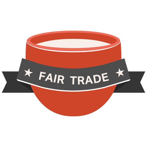 Fair trade label on transparent background with stylish bowl design