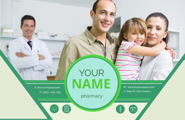 Family Smiling Together in Health Oriented Pharmacy Ad Template - Download Free Stock Templates Pikwizard.com