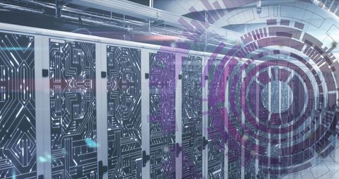 Advanced Data Center Servers with Digital Interface Overlay - Download Free Stock Images Pikwizard.com