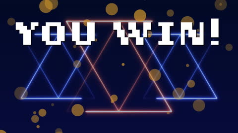 Retro Video Game Winning Screen with Neon Effects