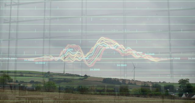 Environmental Data Analysis Overlay on Countryside Landscape - Download Free Stock Images Pikwizard.com