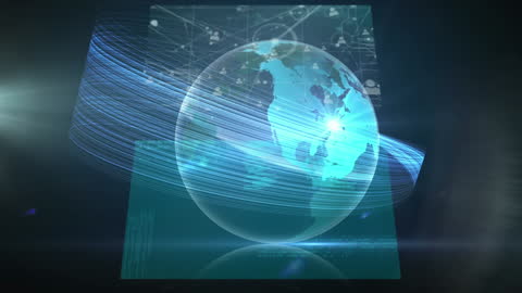Digital Globe With Abstract Light Effects and Technology Elements