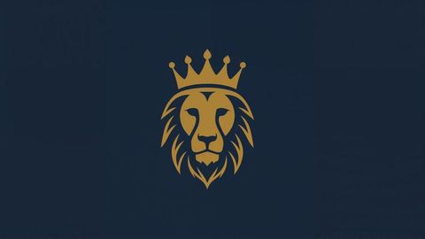 Regal british empire lion crest with crown on dark blue
