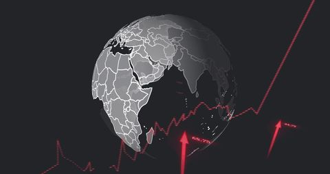 Global Financial Data Visual with Upsurge Graph and Grey Globe - Download Free Stock Images Pikwizard.com