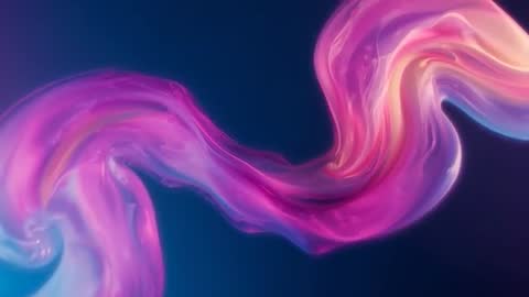 Vibrant Neon Ribbon Flowing Across Deep Navy Background Abstract Liquid Motion Loop