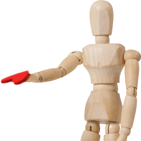 Transparent wooden figurine holding red heart cube gesture