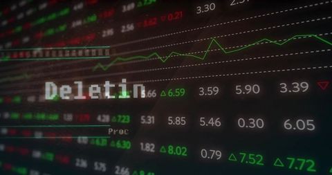 Digital Stock Market Display with Ticker Numbers and Deletion Message