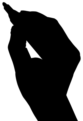 Silhouette Hand with Marker on Transparent Background