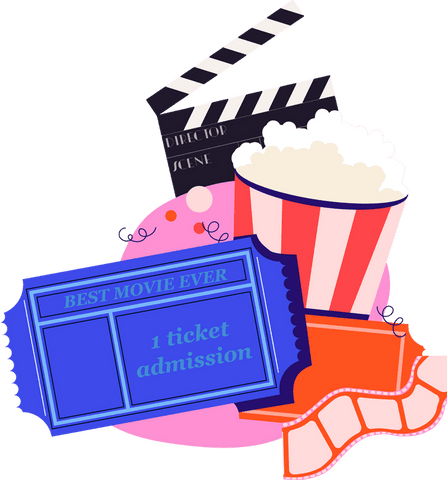 transparent cinema elements with popcorn and clapperboard - Download Free Stock Videos Pikwizard.com