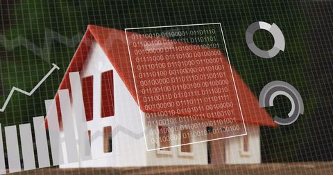 House Model with Digital Interface Illustrates Property Analytics
