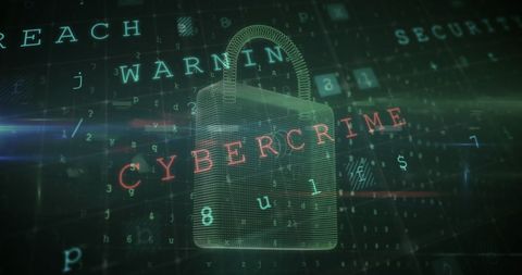 Cybersecurity Concept with Digital Padlock and Cybercrime Text - Download Free Stock Images Pikwizard.com