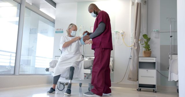 Medical Professional Assisting Senior Female Patient with Her Prosthetic Leg - Download Free Stock Images Pikwizard.com