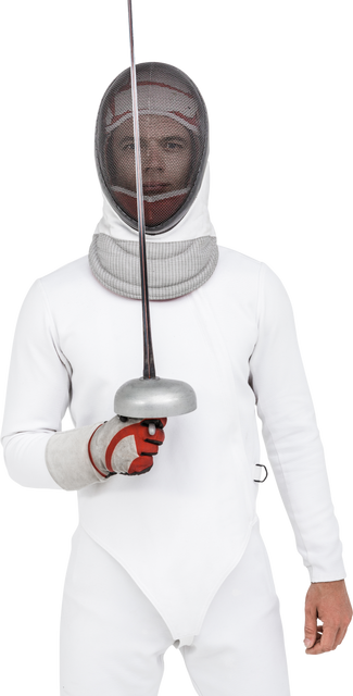 Transparent Background Man In Fencing Suit Holding Sword Practicing - Download Free Stock Videos Pikwizard.com