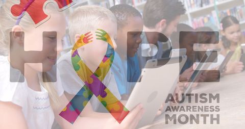 Autism Awareness with Diverse Children Using Tablets - Download Free Stock Images Pikwizard.com