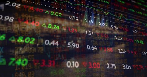 dynamic stock market data overlay against city night scene - Download Free Stock Images Pikwizard.com
