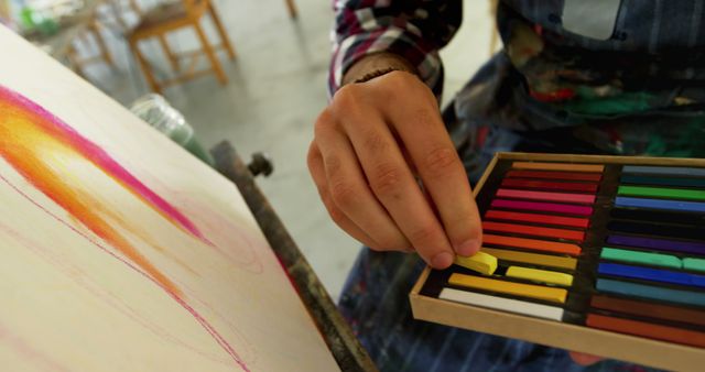 Artist Using Pastel Crayons for Painting - Download Free Stock Images Pikwizard.com