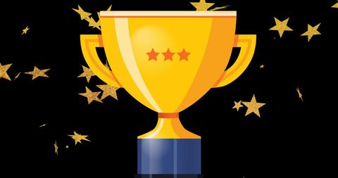 Golden Trophy with Stars Celebratory Illustration