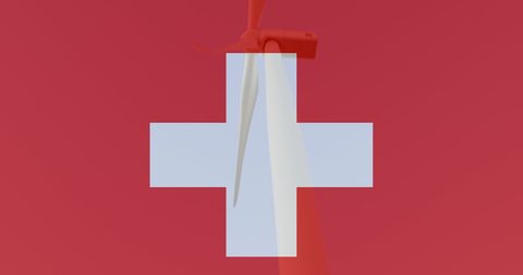 swiss national flag seamlessly blended with wind turbine blades showcases the country's commitment to sustainability and renewable energy innovation. perfect visual for articles or content focusing on switzerland's energy policies, alternative energy solutions, or global environmental initiatives.