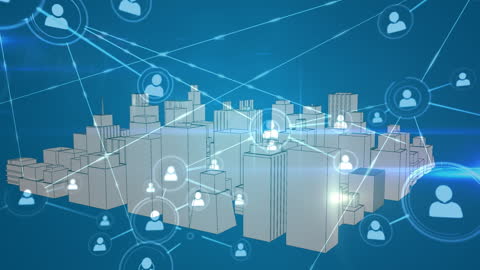 Digital City with Network Connections on Technology Background