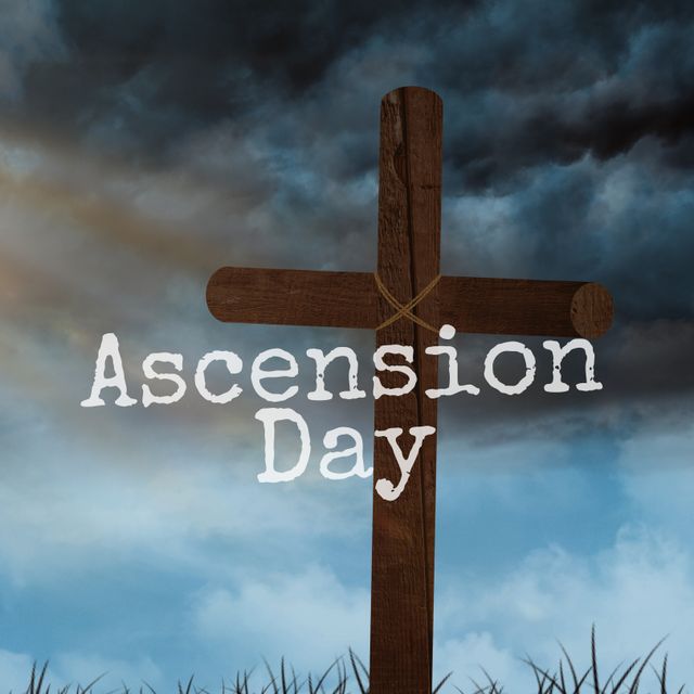 Ideal for use in religious publications, church newsletters, faith-based social media posts, and greeting cards. Useful for conveying themes related to Ascension Day, spirituality, and divine intervention.