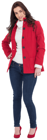 charming woman in elegant red coat with confident pose transparent - Download Free Stock Videos Pikwizard.com