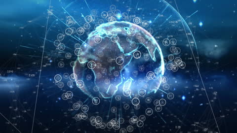 Digital Globe with Data Connections and Technology Elements