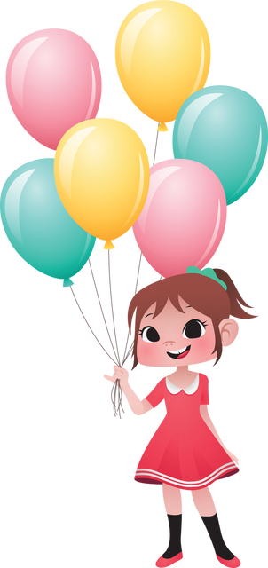 Girl Holding Colorful Balloons in Celebration Vector Illustration Transparent Background - Download Free Stock Videos Pikwizard.com