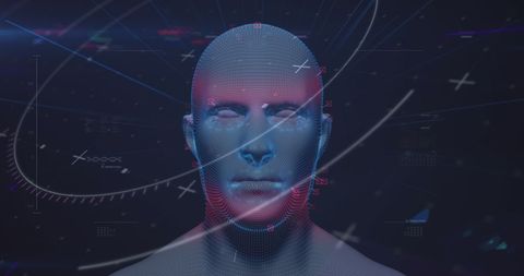 Futuristic Human Head with Digital Interface Elements - Download Free Stock Images Pikwizard.com