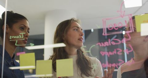 Diverse Female Team Brainstorming Innovative Ideas on Glass Wall - Download Free Stock Images Pikwizard.com