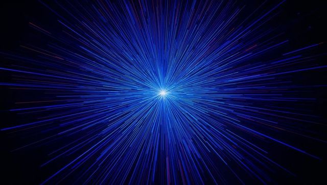 Radiant Blue Light Burst in Dark Space with Futuristic Starburst Effect