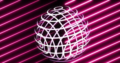 Vibrant Neon Shapes Over Dark Background