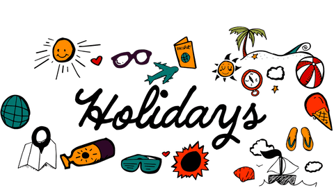 Digital Illustration of Holiday Icons on Transparent Background