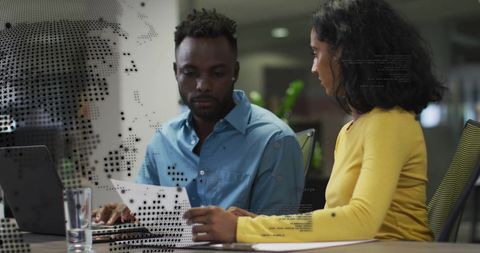 Diverse Team Collaborating on Global Data Analysis