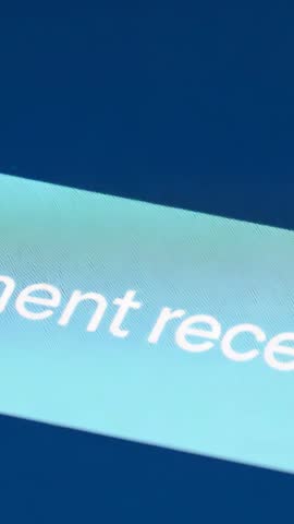 Vertical notification bar sliding across screen revealing partial text, modern mobile UI motion