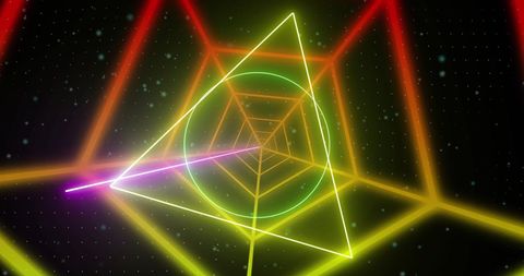 Neon Geometric Shapes in Vivid Futuristic Design