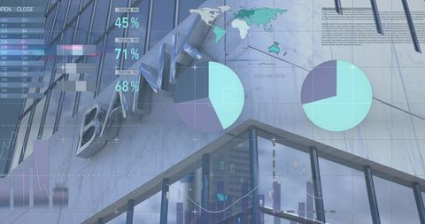 Financial Data Visualization on Bank Building Facade - Download Free Stock Images Pikwizard.com