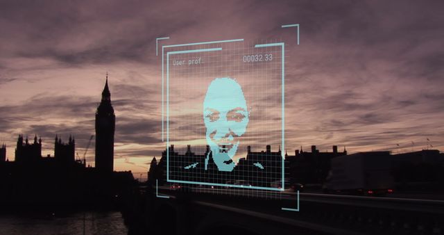 Biometric Data Processing Over London Cityscape at Dusk - Download Free Stock Images Pikwizard.com