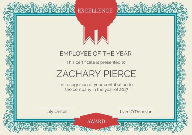 Elegant Employee of the Year Certificate Template with Border Design - Download Free Stock Templates Pikwizard.com