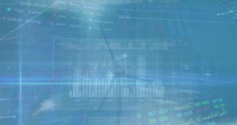 Digital Analytics Interface with Translucent Wireframe Graph