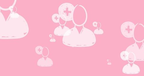 Abstract Icons Representing Digital Connectivity on Pink Background