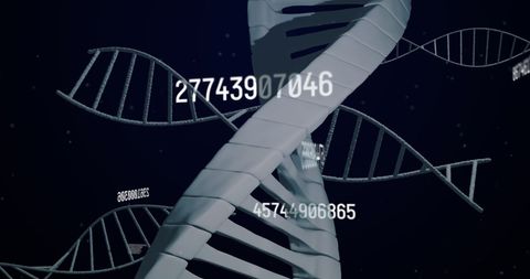 Spinning DNA Strands with Floating Numbers Representing Data - Download Free Stock Images Pikwizard.com