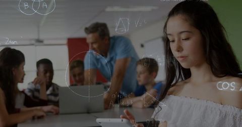 Students Engaged in Math Learning with Technology Connection