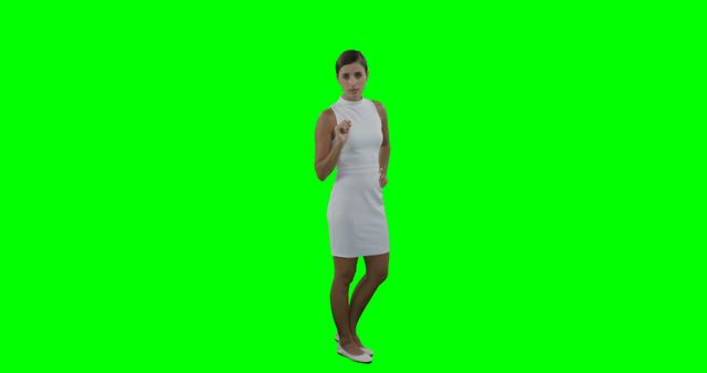 Confident Woman Gesturing Against Green Screen Background - Download Free Stock Images Pikwizard.com