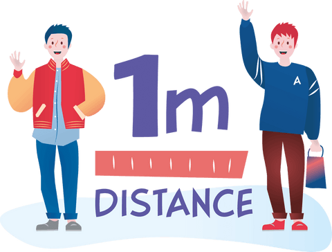 Transparent 1 Meter Distance Graphic with Waving People - Download Free Stock Videos Pikwizard.com